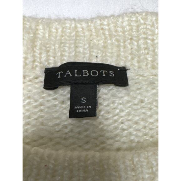 Talbots Fair Isle wool blend mockneck sweater ivory multicolor size small - Picture 6 of 14